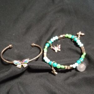 Girls Butterfly Bracelet Set in Green and Aqua